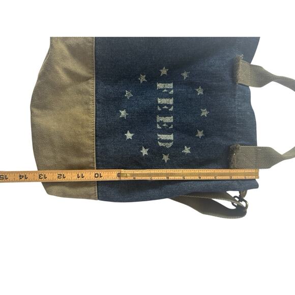 FEED + Target 20 Projects Denim & Green Canvas Small Tote Bag Crossbody #4900 - Picture 14 of 16